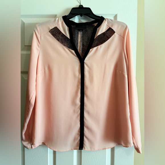 attention Tops - Attention Blush Blouse with Black Accents